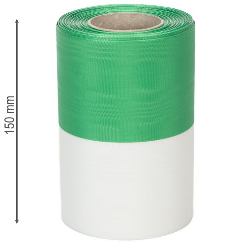Artikel Moiré kransband grönvitt 150mm, dekorband, rosettband, taftkvalitet 25m