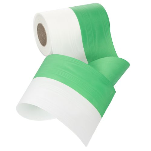 Artikel Moiré kransband grönvitt 150mm, dekorband, rosettband, taftkvalitet 25m