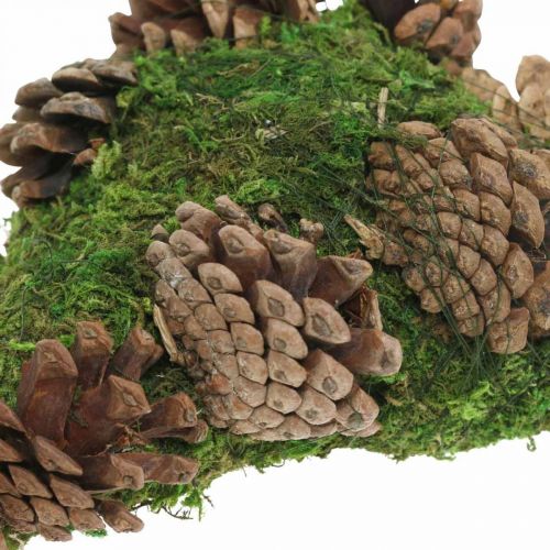 Floristik24 Gravdekoration mosshjärta med kottar för begravning 20 × 13cm