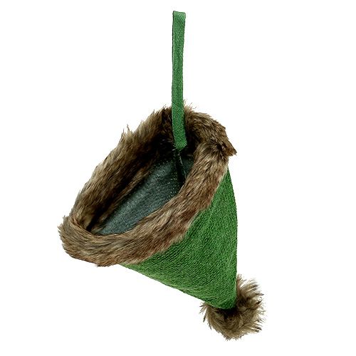 Floristik24 Hatt med pälskant för att hänga 28 cm grönt