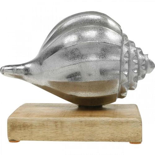 Artikel Skal av metall, maritim dekoration för att placera silver, naturliga färger H15cm B18,5cm