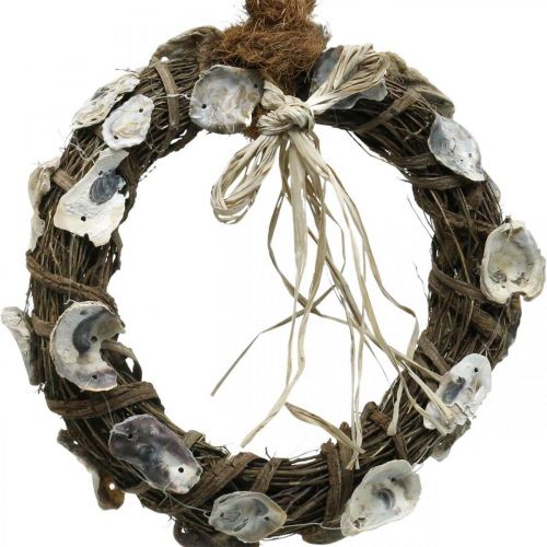 Floristik24 Skalkrans, deco krans vinträ, naturliga skal Ø30cm
