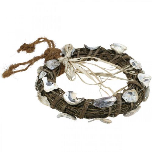 Floristik24 Skalkrans, deco krans vinträ, naturliga skal Ø30cm