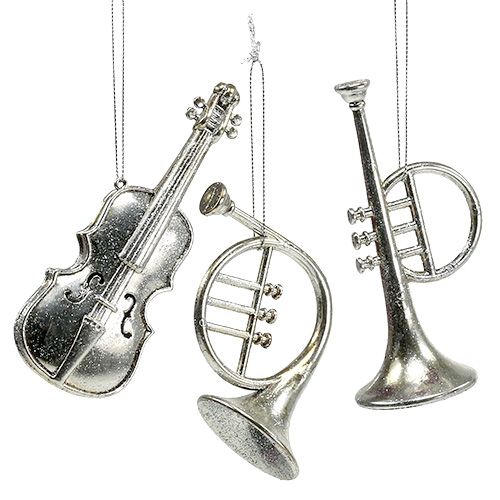 Floristik24 Musikinstrument sorterar. 12cm - 14,5cm silver 3st