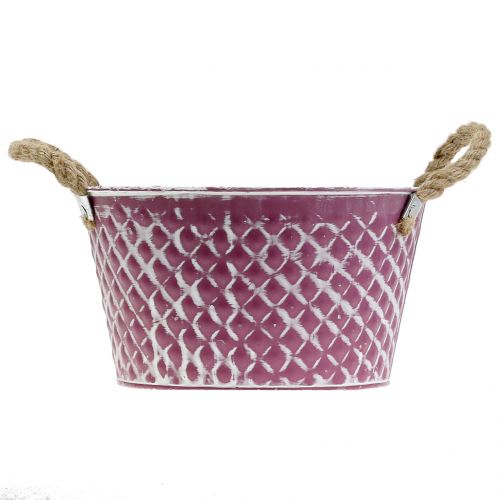 Artikel Zinkskål diamant med rephandtag lila vittvättade Ø24,5cm H14cm
