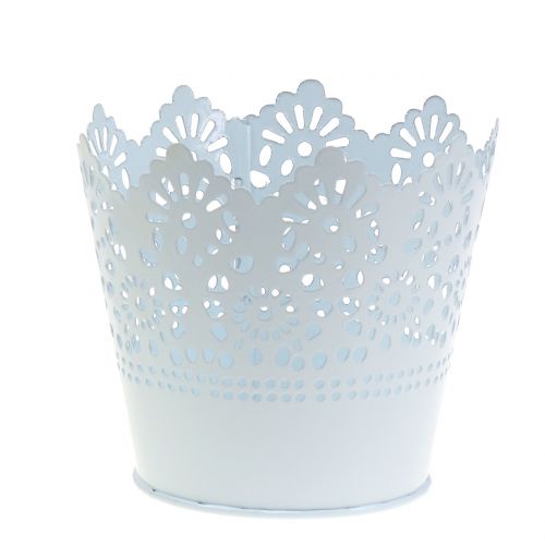 Floristik24 Zinkgryta med spetsig kant vit Ø12cm H10cm