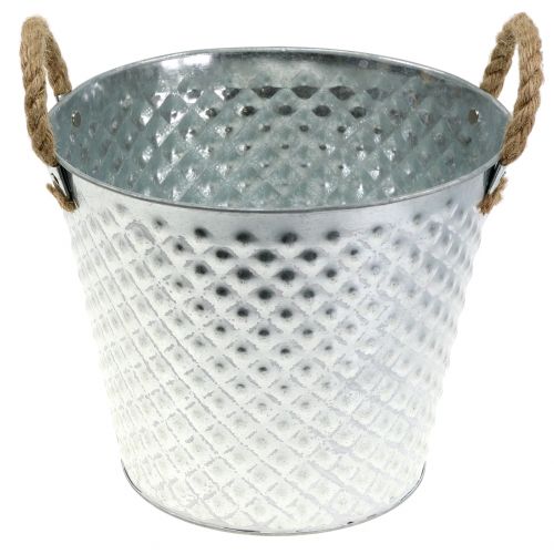 Artikel Zinkkruka diamant med rephandtag tvättad vit Ø24,5cm H21cm