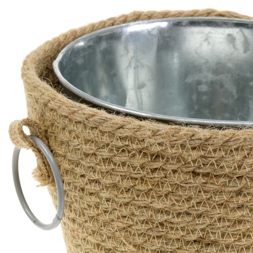 Floristik24 Zinkpanna med jute planter Ø13cm H12cm