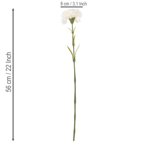 Konstgjord nejlikblomma med stjälk för buketter och kransar, 56 cm, 8 stycken | Floristik24.se