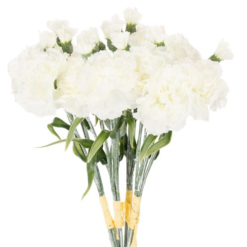 Konstgjord nejlikbukett, vita konstgjorda blommor, dekoration, 4 knippen
