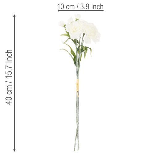 Konstgjord nejlikbukett, vita konstgjorda blommor, dekoration, 4 knippen | Floristik24.se