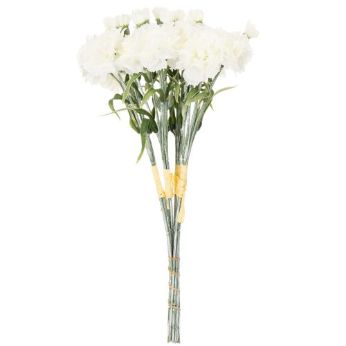 Konstgjord nejlikbukett, vita konstgjorda blommor, dekoration, 4 knippen | Floristik24.se
