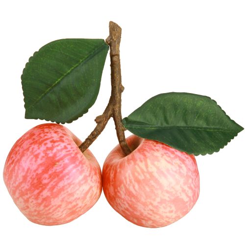 Artikel Fruktdekoration äpple konstgjord 2 röda äpplen på gren 13cm 3st