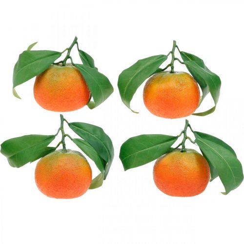 Dekorativa frukter, apelsiner med löv, konstgjorda frukter H9cm Ø6,5cm 4st