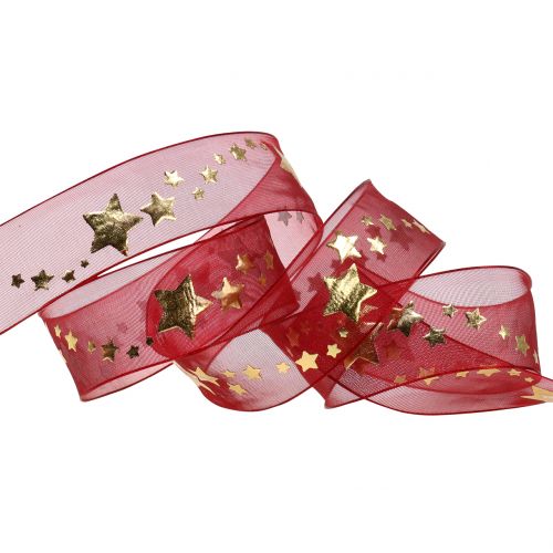 Dekorativ bandorganza med stjärnmotiv 25mm 20m