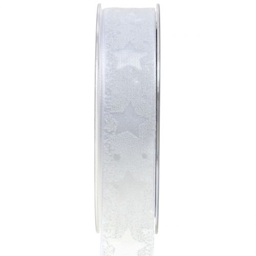 Organza band med stjärnmotiv vit 25mm 15m | Floristik24.se