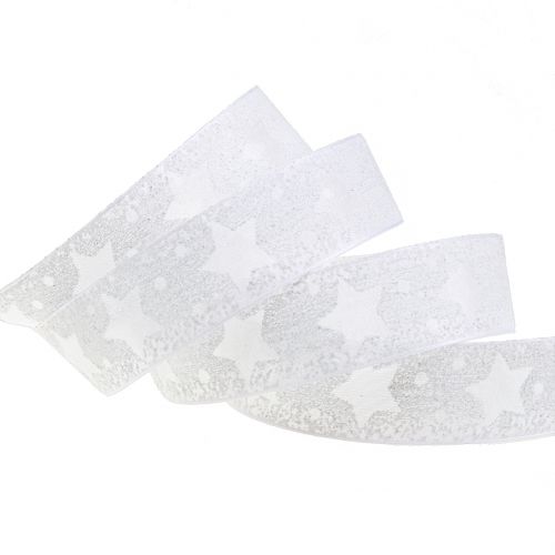 Organza band med stjärnmotiv vit 25mm 15m | Floristik24.se