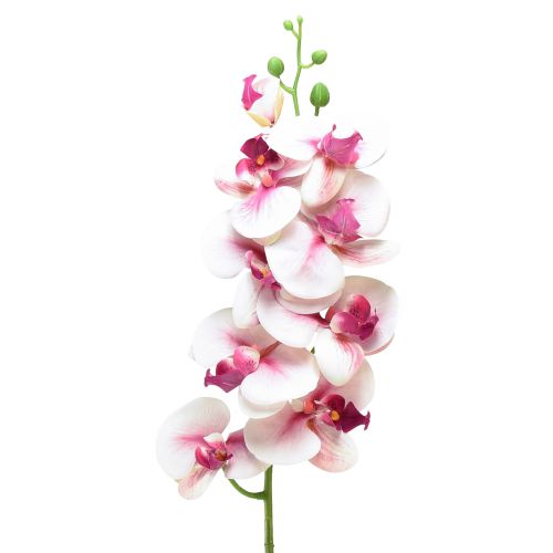 Orkidé Phalaenopsis konstgjord 9 blommor vit fuchsia 96cm