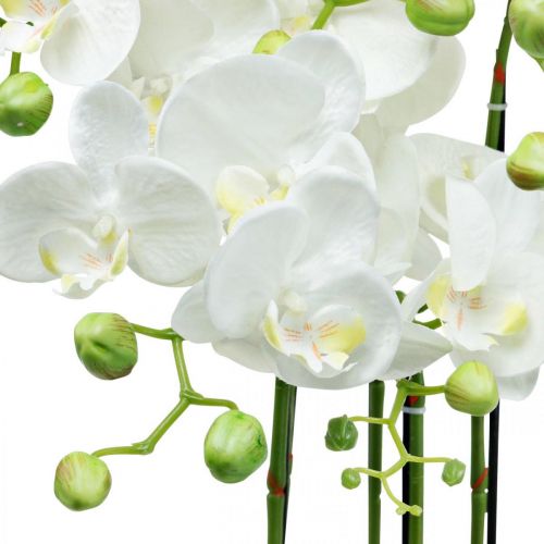 Artikel Konstgjorda orkidéer i kruka vit konstväxt 63cm