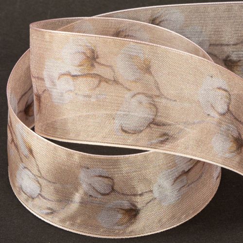 Artikel Organzaband bomullsblommor dekorativt band rosa 40mm 15m