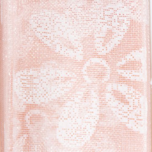 Artikel Organzaband, blommigt presentband, rosa, 25mm, 18m