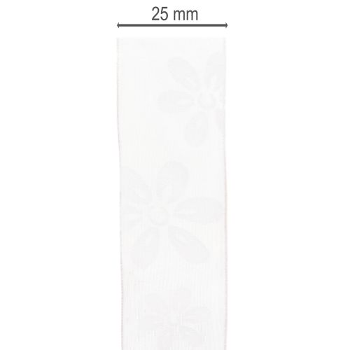 Artikel Organzaband, blommigt presentband, rosa, 25mm, 18m