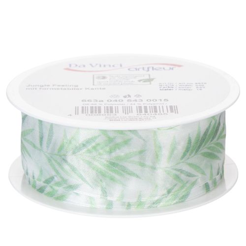 Artikel Organzaband, chiffongband, grönt växtband, 40 mm x 15 m