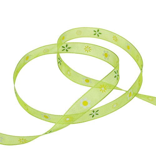 Floristik24 Organza bandgrönt med mönster 10mm 20m