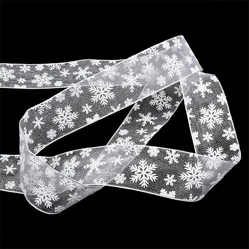 Floristik24 Organza band julvit 25mm 20m