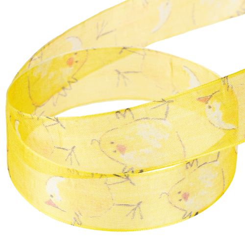 Artikel Organzaband med kycklingpresentband gult 25mm 20m