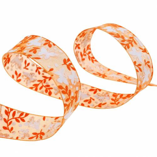 Artikel Organzabandfjärilar 25mm Orange deco-bandgåvaband 20m