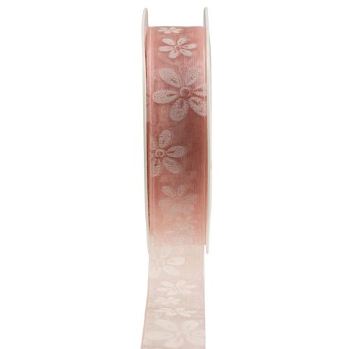 Floristik24 Organzaband blommor presentband rosa 25mm 18m