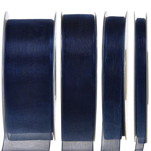 Artikel Organzaband presentband mörkblått band blå kant 50m