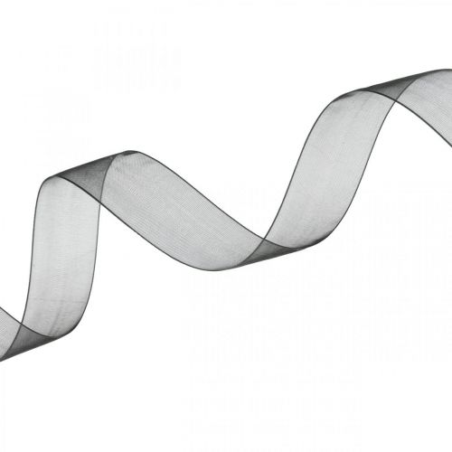 Artikel Sorgband i organza med selvedge 50m svart