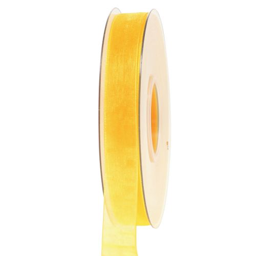 Floristik24 Organzaband presentband gult band kantkant 15mm 50m