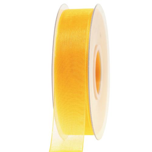 Floristik24 Organzaband presentband gult band kantkant 25mm 50m