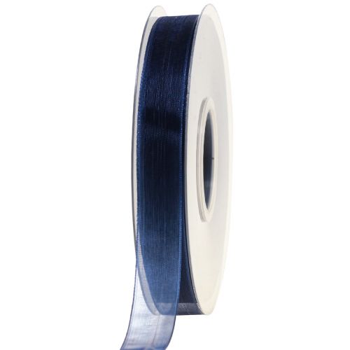 Floristik24 Organzaband presentband mörkblått band blå kant 15mm 50m