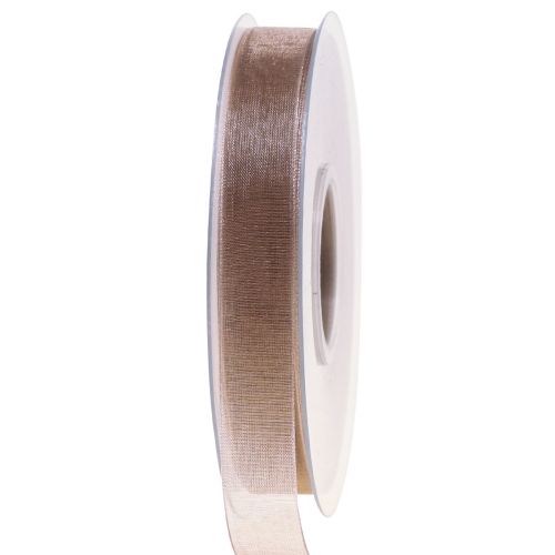 Floristik24 Organza band presentband beige band självkant taupe 15mm 50m
