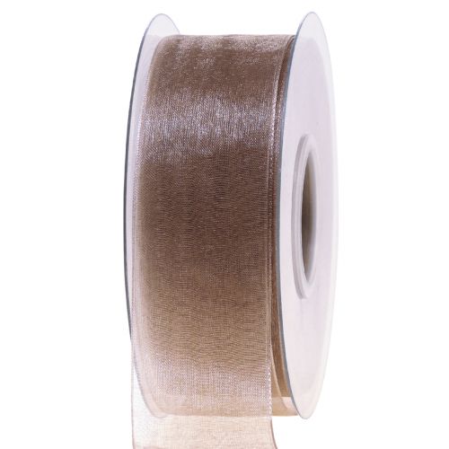 Artikel Organzaband presentband beige band vävd kant taupe 40mm 50m