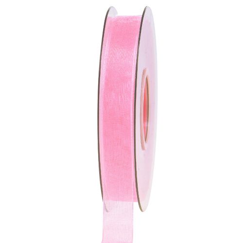 Floristik24 Organzaband presentband rosa band kantkant 15mm 50m