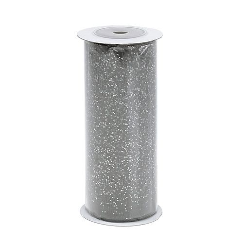 Floristik24 Organza tyg 15 cm x 500 cm silver med glitter