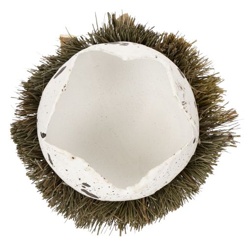 Artikel Påskdekorationsägg i ett bo, dekorativt fågelbo, naturliga färger, Ø9cm H11cm, 4 stycken