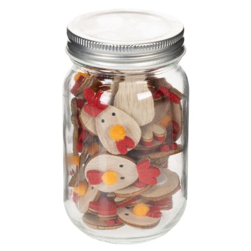 Artikel Träkyckling med självhäftande prick, påskpysseldekoration, kreativ bordsdekoration, lantlig stil, 5 cm, 36 delar