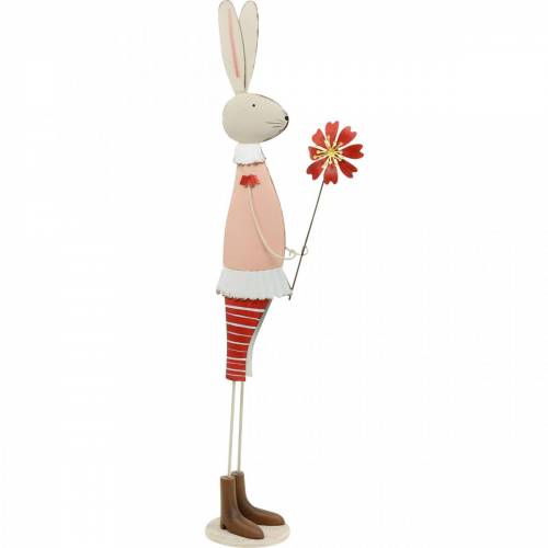 Påskdekoration, metallkanin, vårdekoration, påskhare med blomma 61cm
