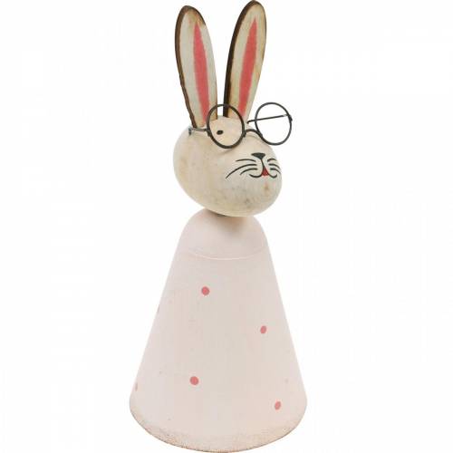 Floristik24 Påskdekoration, kanin med glasögon, vårdekoration, metallkanin, bordsdekoration