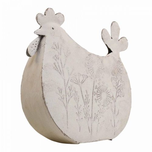 Floristik24 Påskdekoration metall deco kyckling påsk vit 19,5x6,5x18cm