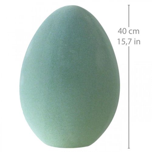 Floristik24 Påskägg stor grågrön ägggrön påskdekoration flockad 40cm