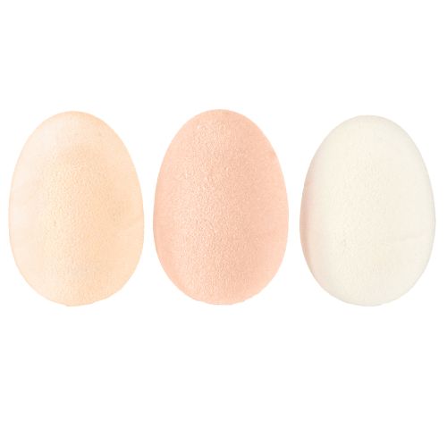 Artikel Påskägg Flockade i Persika Brun Vit H6cm 24st