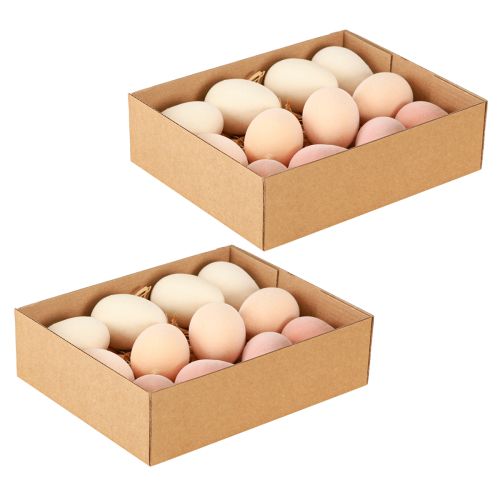 Artikel Påskägg Flockade i Persika Brun Vit H6cm 24st