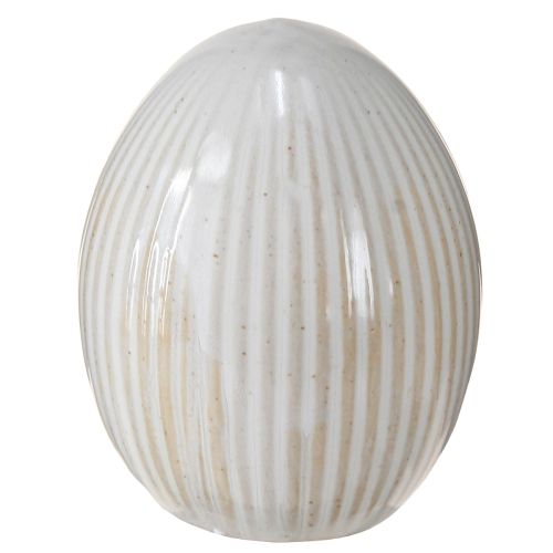 Artikel Påskägg Keramik Dekorägg med räfflor Vit Grå 5×6cm 6st